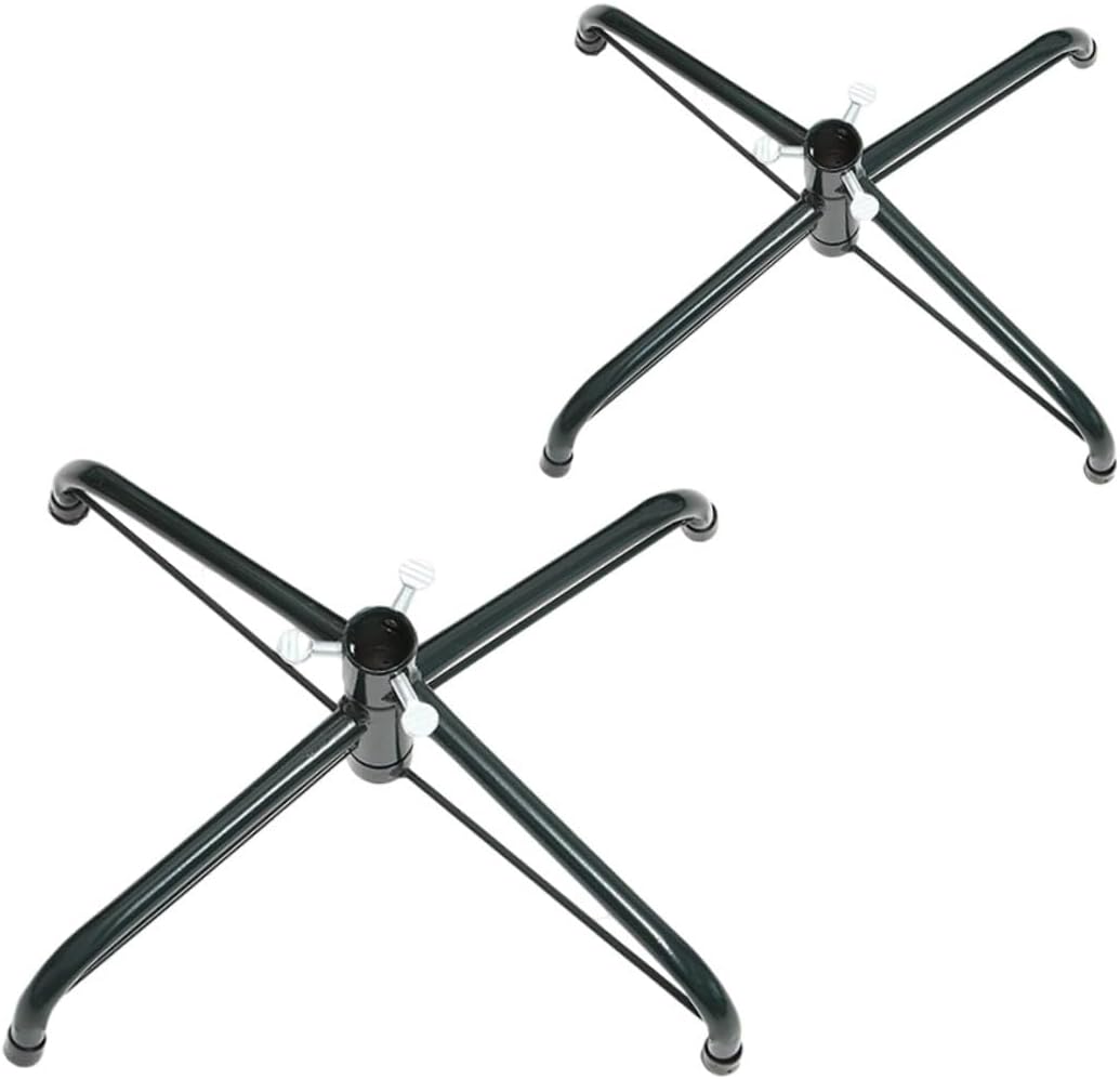 PRETYZOOM Metal Christmas Tree Stand Base 2pcs 40cm 35cm Xmas Tree Holder Four-Legged Bracket Heavy-Duty for Home Holiday Décor