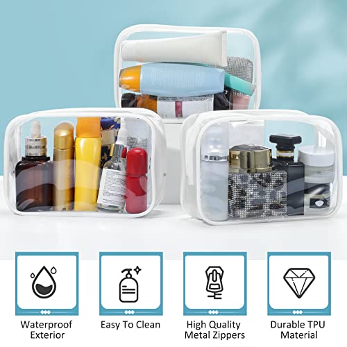 18 Pack Clear Makeup Bags Clear Cosmetic Bag Pvc Plastic Zippered Pouches Portable Toiletry Bags For Women Men Travel Vacation Bathroom Organizing (White Border) #TOP5