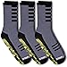 StopSocks - Hospital Socks Plus Yoga, Traction, Gym, Tread, Non Skid, Anti Slip Socks - Megaformer Plus The Perfect Running Sock Grey / Yellow - Crew - 3 Pack Large