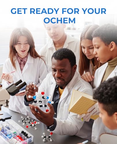 Image of JoyCat 404-Piece Molecular Model Kit for Organic and Inorganic Chemistry | Includes 100 atoms, 153 bonds and a mini C60 set, plus remover tool, learning guide and labeled storage box