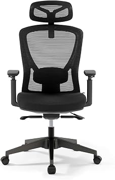 boulies EP200 Ergonomic Office Chair, Home Desk Chair, High Back Mesh Chair with Adjustable Seat Depth, Computer Chair with Foam Seat Cushion (Cold-cured Foam, Black)