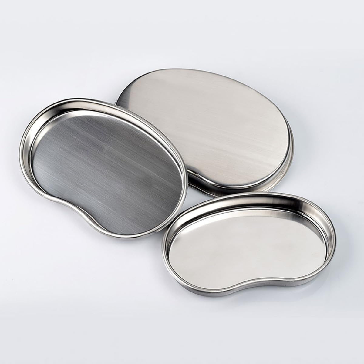 Plateau de Service en Acier Inoxydable 2pcs Forme Rein Polyvalent Surface Polie Lisse pour Utilisation Hospitalière et Rangement Pratique
