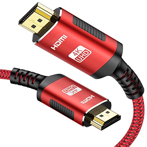3m Cable HDMI 4K, Snowkids Actualizado Cable HDMI 2.0 a/b de Alta Velocidad Cable Ergonómico Trenzado de Nylon 18Gbps 4K@60Hz para Ethernet UHD 2160p HD 1080p ARC 3D Fire TV PS3/4-Rojo