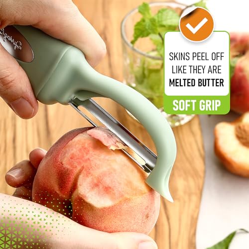 Image of Spring Chef Swivel Vegetable Peeler with Ergonomic Handle, Pistachio