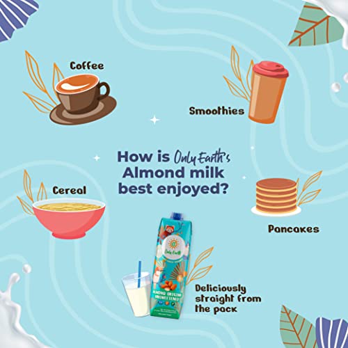 Image of Only Earth Almond Milk | Unsweetened Drink | Lactose-Free | Preservatives Free | No Added Sugar | Made with Natural Almond Paste | Source of Fibre | Rich in Vitamin E | Rich Texture of Roasted Almond | Dairy Alternative | No Trans-Fat | Soya Free | Plant-Based Alternative | Imported (1 l(Pack of 3))