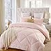 LOVO Down Alternative Comforter All Season Box Stitched Quilt Pink Duvet Insert, Pink, Full Queen