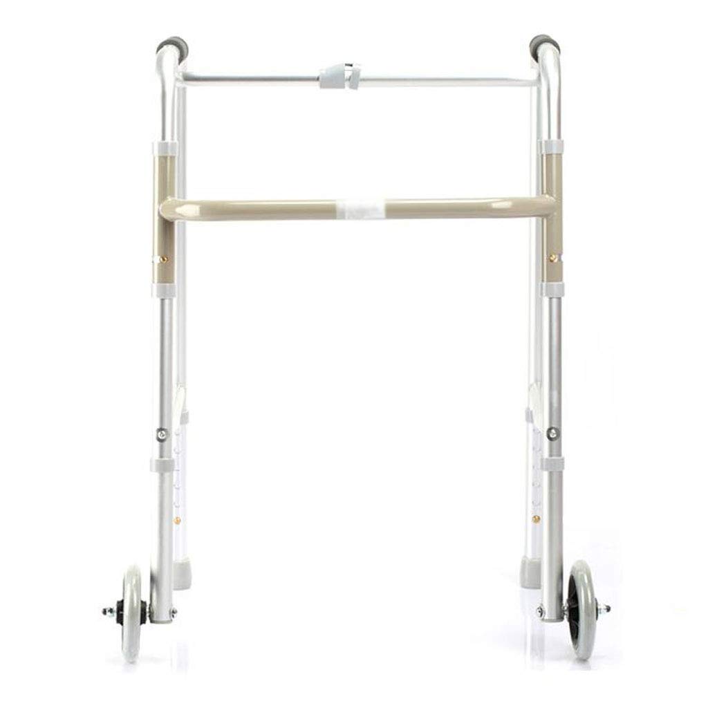 Gehhilfen für Senioren, Gehgestell, Handlauf, Gehhilfe für ältere Menschen, Behinderte, Vierbeinkrücken, Rehabilitation, Aluminiumlegierung, Doppelrolle, 59 cm x 50 cm x 78 cm, rutschfest Comfortable