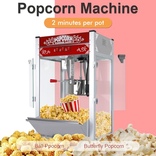 Image of 16OZ Popcorn Machine 丨 Stainless Steel Kettle Popcorn Maker Machine for Home, Theater, Parties丨Grade Electric Popper, Red