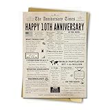 BENNLOOS Big 10th Anniversary Card for Him Her, Retro 10 Year Anniversary Card Gift for Couple, Sweet 10 Wedding Anniversary Cards for Wife Husband, Best Decennial Gifts Idea for Parents