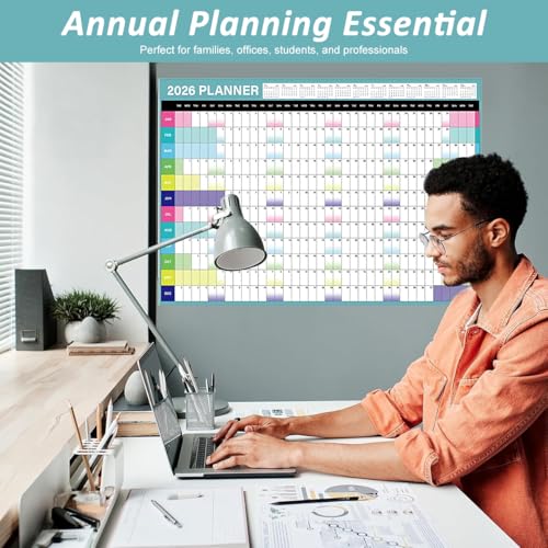 Image of 2026 Wall Calendar 29 inchx20 inch Large Yearly Planner with Stickers, 12-Month Hanging Poster Calendar for Office Home Study, Daily Schedule Organizer