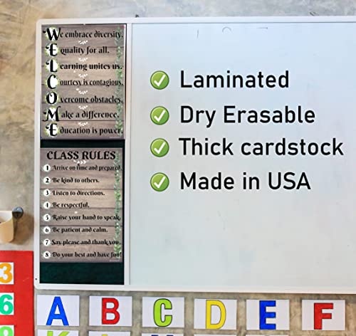 Farmhouse-Welcome-and-Class-Rules-Posters-Laminated-14×195-Educational-Charts-Classroom-Posters-and-Decorations-Back-to-School-Decor-Teacher-Supplies-for-Preschool-Kindergarten-Elementary-Middle-and-H Farmhouse Welcome and Class Rules Posters Laminated 14×195 Educational Charts Classroom Posters and Decorations Back to School Decor Teacher Supplies for Preschool Kindergarten Elementary Middle and H