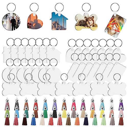 Ocnvlia 160 Pcs Sublimation Ornament Blanks Keychain Tassels Set