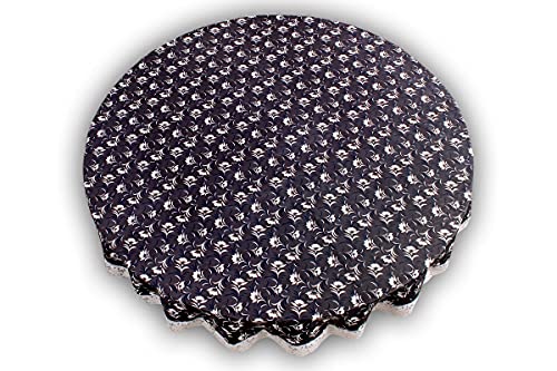Image of The Furnishing Tree Round Shaped 8 Seater Table Cover WxL 90x90 inches with White Border lace