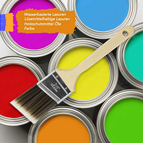 5 Stück Flachpinsel Set zum Holz streichen Pinsel für Lasur und Farbe Profi Malerpinsel aus Kunstfaser Kein Borstenverlust