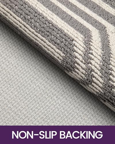 DEXI Front Door Mats for Entryway, Non Slip Washable Low-Profile Entry Doormat, Absorbent Resist Dirt Inside Floor Entrance Mat, Patio, 3'x5', Grey