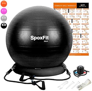 SpoxFit Exercise Ball Chair with Resistance Bands, Perfect for Office, Yoga, Balance, Fitness