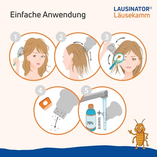 Original 3-in-1 Metall-Mensch-Läusekamm Lausinator Nissenkamm extra fein – Kinder und Erwachsene