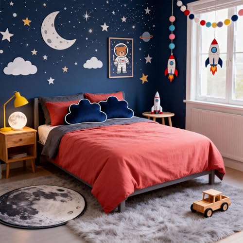 Almohada de felpa azul en forma de nube 22 x 16 pulg miniatura 5