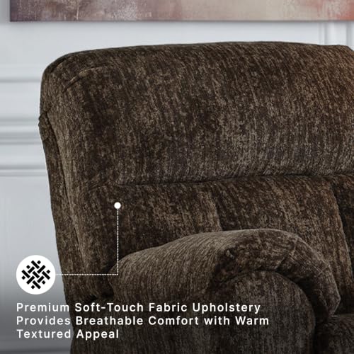 Signature Design by Ashley Manual Rocker Recliner Chair, Chocolate Brown | Supportive 41 in tall backrest, Plush pillow-top arms, 100% polyester fabric, 13 in wall distance, RiverCam - image 8