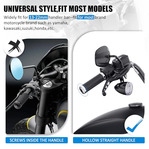 BREDUXSER 2pcs Schwarz Motorrad Lenkergriffe Bar Ends 22mm 7/8’’ Universal Für MT01 MT-01 MT03 MT-03 MT07 MT-07 MT09 MT-09 MT10 MT-10 SP MT125 MT-125