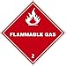 NMC DL2ALV Flammable Gas Placard Label – [Roll of 500] 4 in. Square PS Vinyl 2 DOT Placard Label with White Text on Red Base