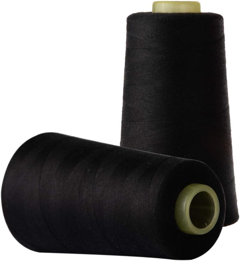 Polyester Sewing Thread Quilting Thread for Sewing Machine All Purpose Sewing Thread Cone for Serger Overlock Merrow Single Needle 3000 Yards Each (Black)
