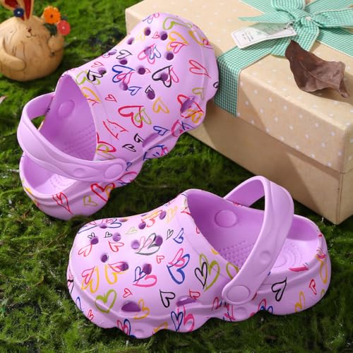 Image of Toddler Clogs for Girls Lightweight Kid Garden Clogs Breathable Slip-on Slides Sandals Slippers Children's Beach Water Shoes (aixin zi, 25)