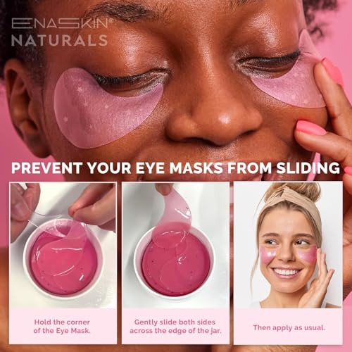 Enaskin Naturals Under Eye Patches for Puffiness and Dark Circles: Caffeine Gel Masks for Undereye Wrinkles Bags - Instant Moisturizing Brightening Skincare Pads - Mom Wife - 30 Pairs (Rose)