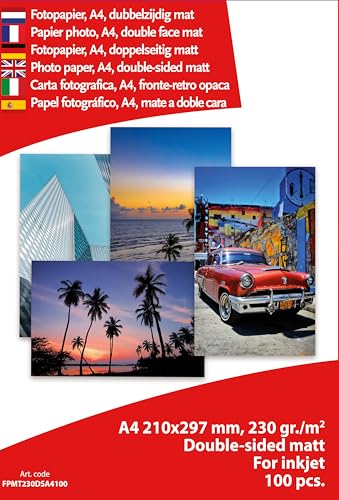 Albyco Fotopapier Inkjet A4 Matt 230 gr/m², Beidseitig bedruckbar, verpackt pro 100 Blatt