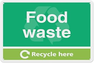 Food Waste Recycle Here Environmental Notice Sign 8"x12" Aluminum Tin, Home Outdoor Garden Organic Waste Recycling Environmental Protection Compliance Alert