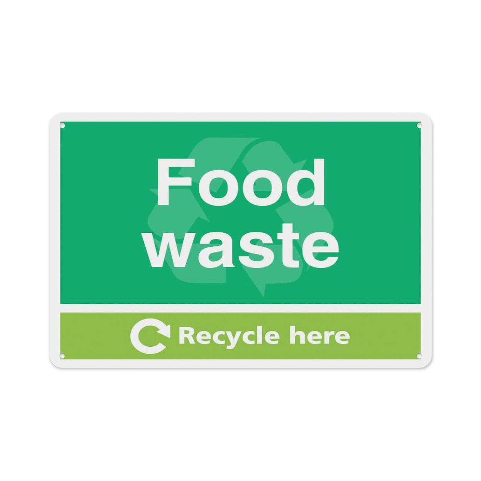 peiyeety Food Waste - Recycle Here Aluminum Tin Warning Signs For Home Outdoor Garden 8X12 Inches