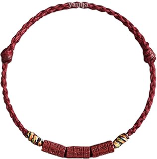 Yautja Tibetan Buddhist Red Buddha Spiritual Protection Red String Bracelet | Meditation Prayer Jewelry for Good Luck Health Wealth, Cinnabar Beads Exorcism Bracelet with Amulet Card, Handmade Adjustable