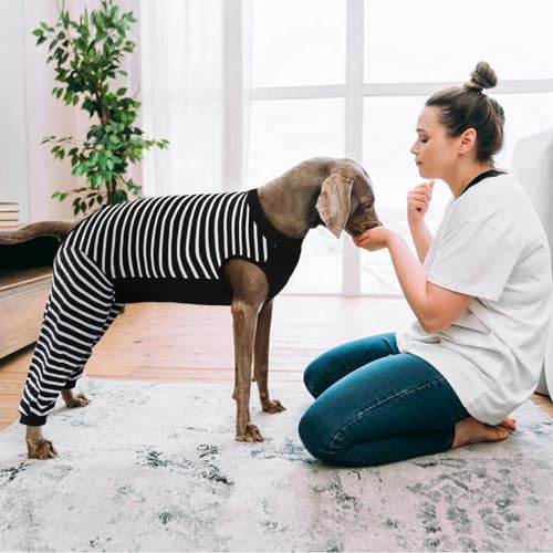 Image of Kuoser Dog Recovery Suit with Anti Licking Rear Leg Sleeve, Black 2XL | Abdominal Dog Surgical Suit with Pants Cover Protect Wounds, Dogs Elbow Protector Soft Pet Surgery Onesie Cone Alternative