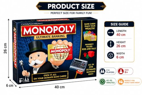 Image of Monopoly Ultimate Banking Board Game with Electronic Banking Unit & Bank Cards | Family Strategy Game for 2-6 Players | Ages 8+