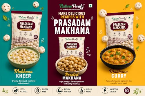 Image of Nature Purify Premium Plain Phool Makhana 200GM | Raw Plain Phool Makhana| Rich in Calcium & Antioxidants| Handpicked Jumbo Size High Protein Fox Nuts /Premium Lotus Seeds for Fasting
