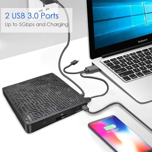 Unidad externa CD DVD 3 en 1 con lector tarjetas USB-C miniatura 2