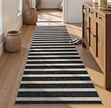 Lahome Striped Easy Jute Runner Rug, 2x8 Kitchen Rug Non Slip Washable Outdoor Runner for Entryway Indoor, Farmhouse Black Indoor Outdoor Carpet for Hallway 8ft Entry
