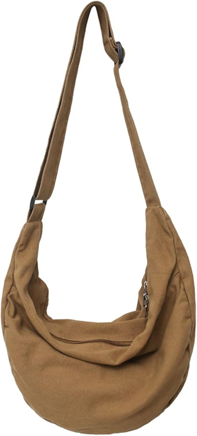 TeeYee Women Tote Bag Crossbody Crescent Bag Fashion Canvas Hobo Shopper with Zipper Pockets for Work Travel