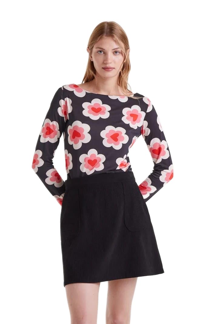 Compañía Fantástica Women's Black Compania Fantastica Long Sleeved Sweetheart Top Size S