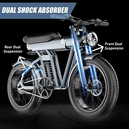 Yyg Cool Electric Bike Adult 1200W, 20 Inch Fat Tire Ebike 32Mph & 45 Miles Long Range Urban Commuter E Bike With 48V 20Ah Battery, Dual Shock Absorber Electric Motorcycle Dirt Bike #TOP4