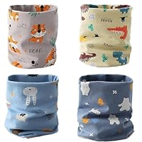 Senyanoe 4 Stück Kinder Loop Schals Baby Jungen Mädchen Schlauchschal O-Ring-Schals für Kinder Frühling, Herbst und Winter