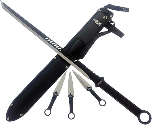 Machete táctico de 28 pulgadas estilo hoja fija con 3 piezas de 6 pulgadas de hoja fija fija. para colección, regalo y campimg al aire libre para