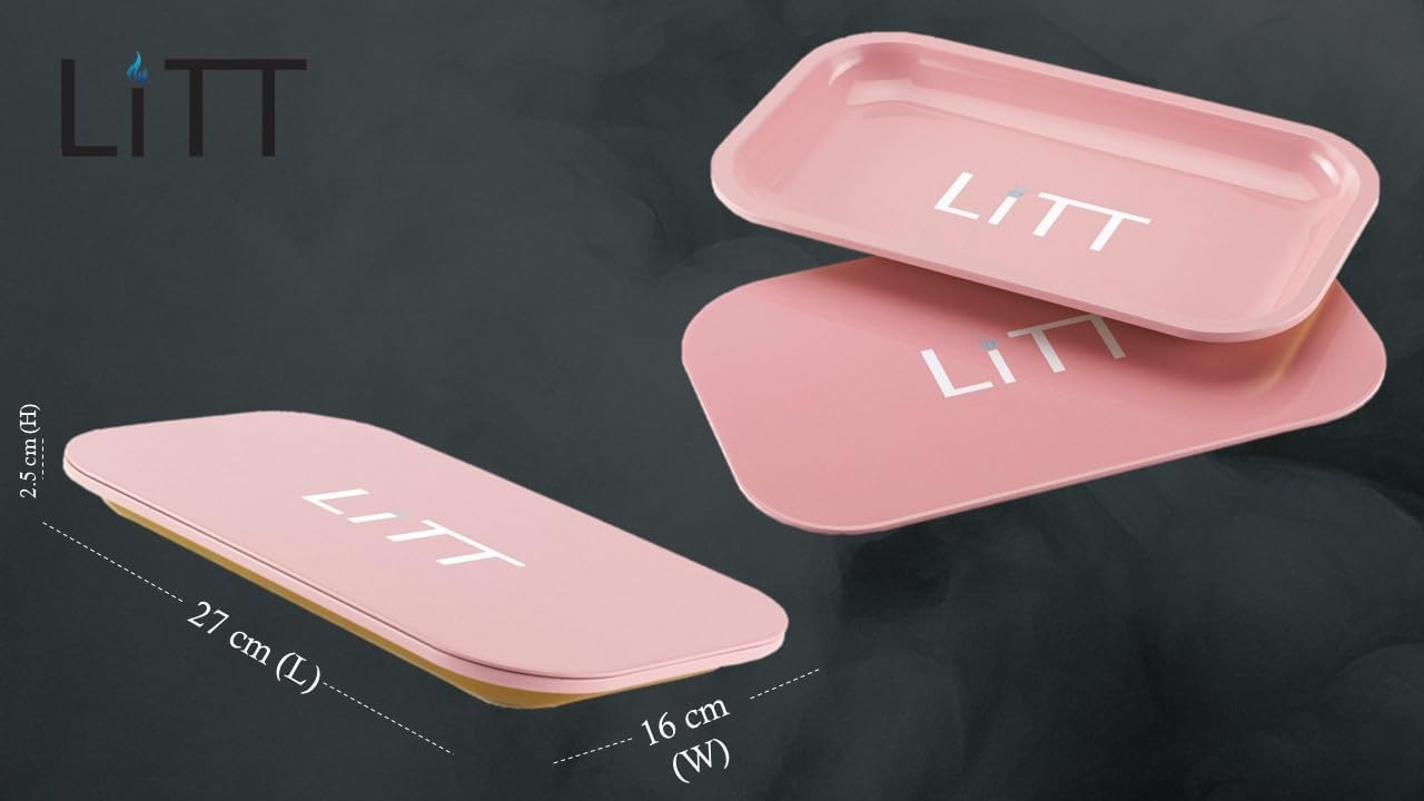 LITT Storage Metal Tray with Magnetic Lid, Pink, Large Pink - Image 4