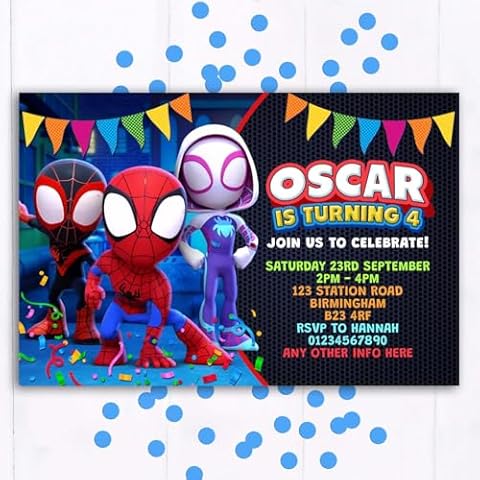 Personalised Spidey Birthday Party Invitations Cover