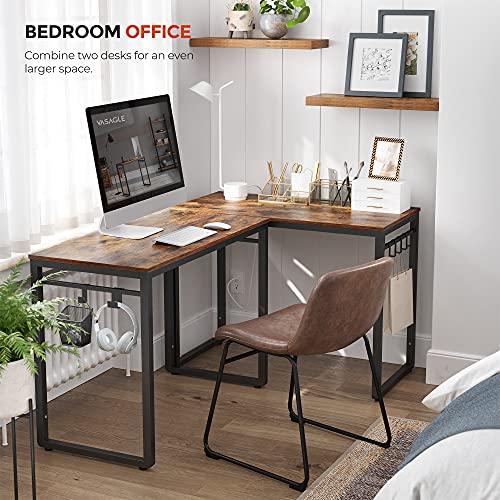 Vasagle ULWD045B01 Computer Desk, Office Desk With 8 Hooks, For Study, Home Office, Easy Assembly, Steel Frame, Industrial thumb #4