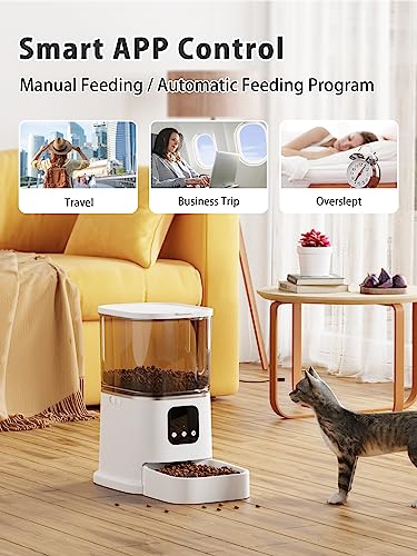 Alimentadores automáticos para gatos com controle de aplicativo – Dispensador de alimentos WiFi 2,4G