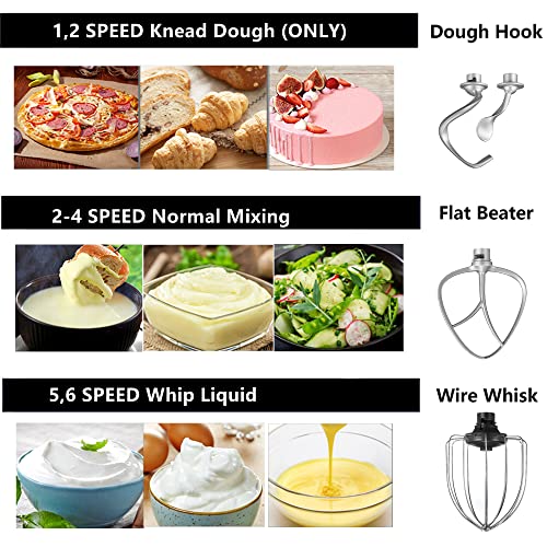 Küchenmaschine Doppelter Knethaken, Knetmaschine Knet- und Rührfunktion, 5L Edelstahlschüssel, 1000W Multifunktional… – Bild 3