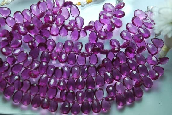 Rhodolite garnet quartz poire taillée briolette de qualité supérieure