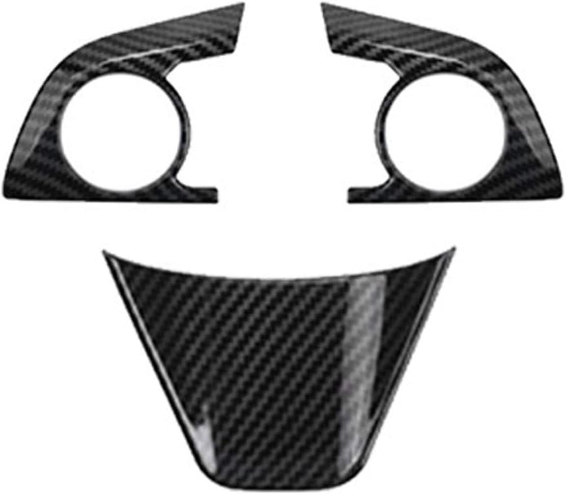 Steering Wheel Cover Fit for Toyota Camry 2018-2024 /Fit for Toyota Avalon 2019-2022 ABS Plastic Trim Interior Decoration Accessories 3PCS - Black Carbon Fiber Pattern