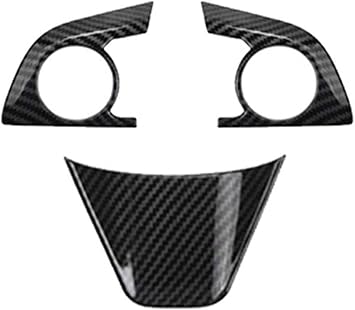 Steering Wheel Cover Fit for Toyota Camry 2018-2024 /Fit for Toyota Avalon 2019-2022 ABS Plastic Trim Interior Decoration Accessories 3PCS - Black Carbon Fiber Pattern